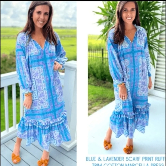 Zara * Printed Blue Maxi Midi Flowy Boho Dress - Picture 7 of 12
